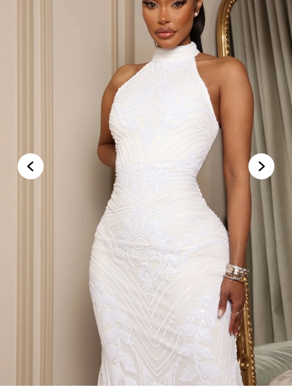Fashion NOVA Luxe Feeling Sequin Gown - Sleeveless - White - Picture 3 of 16
